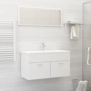 VidaXL Ensemble de meubles de salle de bain 2 pcs Blanc Aggloméré. Produit Neuf ! Garantie 0 ans !