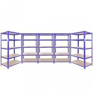Monster shop Monster Racking Monster Racking - 3 Rayonnages Q-Rax Bleus 90cm x 50cm x 182cm & 2 Rayonnages Q-Rax Bleus 120cm x 50cm x 182cm en Acier