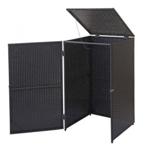 Décoshop26 Abri de poubelle e par terieur conteneurs à ordures 110 par 65 par 66 en rotin poly noir 120 litres