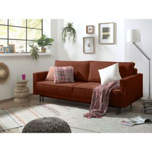 Charlie - canapé 3 places convertible avec coffre - en velours côtelé - terracotta - Terracotta