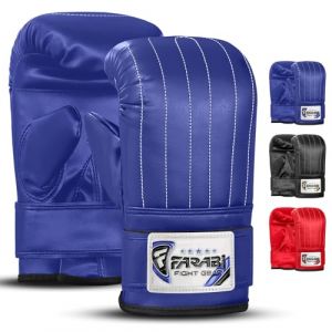 Gants de Sac - Farabi Sports - Gants de Boxe & Entraînement - Cuir Synthétique - MMA Boxe Kickboxing - Bleu