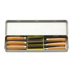Forum Jeu de limes à clé avec manche en bois, 6 éléments, dans une boîte en fer blanc, Long. : 100 mm, Taille 2