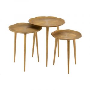 Image de Jolipa Set 3 tables d'appoint métal doré 45x40x36 cm 45cm Or