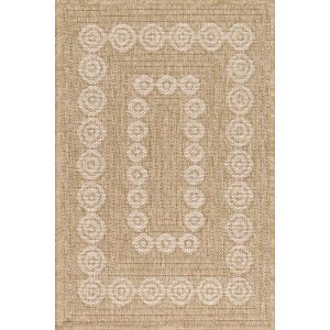 Nazar Tapis intérieur extérieur effet jute naturel à motif géométrique RUGS - 60x90 cm - NATURE - Blanc