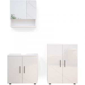 Ensemble meuble de salle de bain "Irma" Blanc brillant lot de 3 Vicco