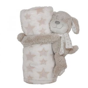 Plaid peluche chien Beige 100x75 cm