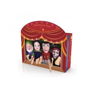 Set 4 marionnettes a main conte : blanche neige nain prince reine - personnages theatre enfant histoires - set jouet et carte