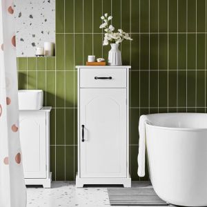 Sobuy Meuble Salle de Bain &ndash; Petit Armoire de Rangement avec Tiroir, Colonne de Salle de Bain en Bois, Meuble wc Rangement,R&eacute;sistante &agrave; l'Humidit&eacute;,