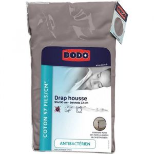 Dodo DRAP HOUSSE - ANTIBACTERIENS - TAUPE - 90X190 cm - Bonnet 32 cm