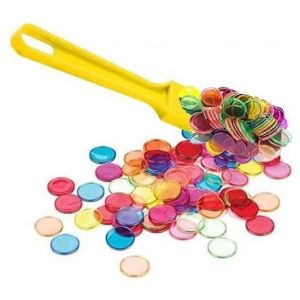 Kim'play Kit Baton magnetique Loto ramasse jetons et 100 pions de marquage aimante Jaune Multicolore Set Accessoire Jeu Bingo et carte