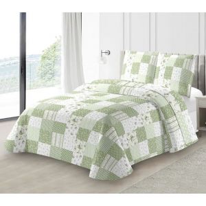 Couvre-lit Boutis épais matelassé 220x240cm avec 2 Taies 65x65cm M23-6054