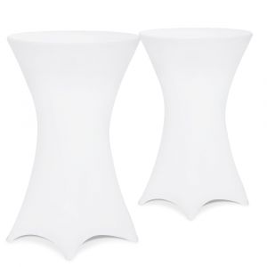 2x Housse de table haute blanche Ø70-75cm