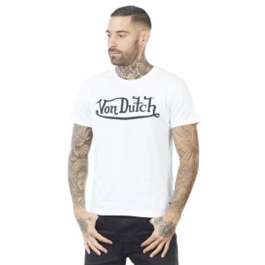 Tee shirt homme Von Dutch FIRST - Blanc - 100% coton - col rond & manches courtes