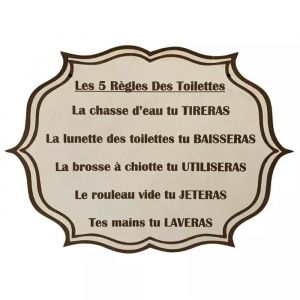 Plaque de Porte Toilettes - Artisanal - Bois - Fixation Coller ou Visser - Design Humoristique - D&eacute;coratif