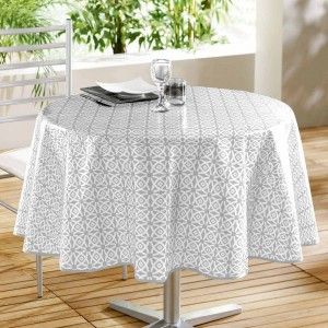 Image de Nappe ronde PVC (D160 cm) Abaca Grise