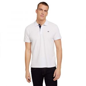 Tom Tailor Polo Manche Courte Basic Contrast L White