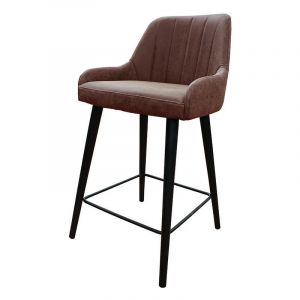 Tabouret de bar simili Portland marron pieds métal - Marron - Luxor
