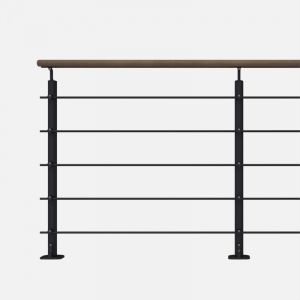 OPALU - Kit garde-corps noir avec main courante Kebony 2m &agrave; plat