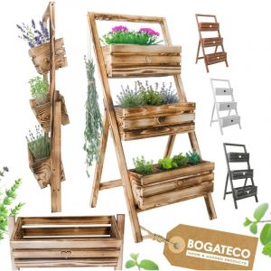 Lot 3 Jardini&egrave;res Bois Bogateco sur Pied 110cm Bois Flamb&eacute;