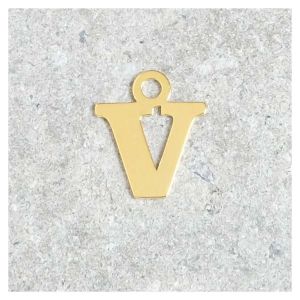 Pendentif Lettre V - Argent Massif 925 Doré à l'or 24K