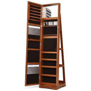 Coast Armoire à bijoux 2 en 1 et étagère de guidage en bois avec corps complet 39 x 39 x 161 cm marron