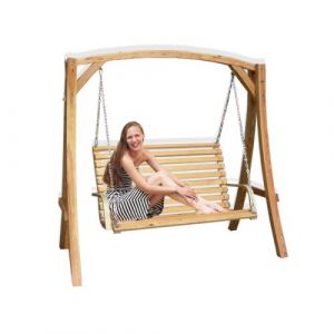 Eyepower BALANCELLE DE JARDIN en bois de mélèze - balançoire pour toute la famille - banc 2 places - pour l'intérieur et extérieure de la ...