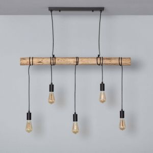 Suspension Métal Et Bois Yagis Noir 160 Mm