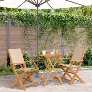 VidaXL Ensemble de bistro 3 pcs beige tissu et bois massif, ensemble de bistro de jardin, ensemble de balcon, ensemble de meubles d'ext&eacute;rieur
