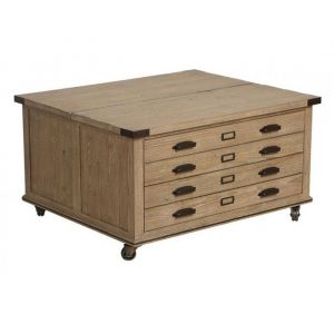 Décoration d'Autrefois Table basse coffre bois marron -
