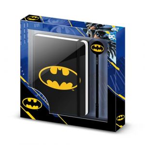 DC Comics Batman Batsignal-Coffret Cadeau avec Journal et Stylo &agrave; Bille Fashion, Noir