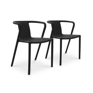 DCB Garden Lot de 2 fauteuils de jardin empilables en polypropylène noir - DIEGO