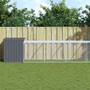 VidaXL Poulailler avec cour anthracite 110x1221x110 cm acier galvanisé