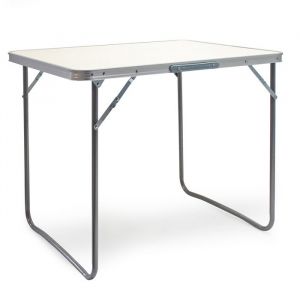 wiltec Table de camping pliante, 800 x 600 x 700 mm, table portable blanche en MDF/alu, table pliable légère pour extérieur, bbq, fêtes, barbecue,