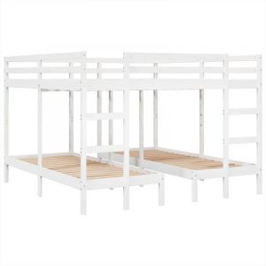 VidaXL Lit superposé triple blanc 200x200/80x200 cm bois de pin massif
