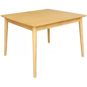 Sweeek - Table à manger rectangulaire extensible bois d'hévéa et placage chêne naturel 4-6 places - 110/140 x 100 x 75 cm - Lina