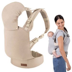 MoMi COLLET – Porte-Bébé Ergonomique et Physiologique – Portage Avant / Arrière – Réglable – Jusqu’à 15 kg – Beige