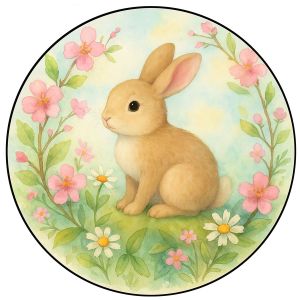 Planche &Agrave; D&eacute;couper Ronde En Verre Lapin Fleuri 30 Cm &iquest; D&eacute;coratio