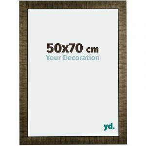 Your Decoration - 50x70 cm - Cadres Photo en Bois Avec Verre Plexiglas - Anti-Reflet - Excellente Qualité - Champagne Brossé - Cadre Decoration Murale - Leeds,