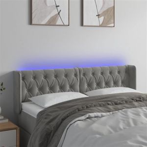 VidaXL Hoofdbord LED 163x16x78/88 cm fluweel lichtgrijs3123626