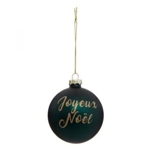 Boule de Noël - Joyeux Noël - Vert - Verre - 8 cm - Décoration de fête