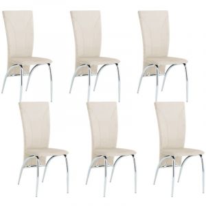 Lot de 6 chaises DUNA chrome velours beige