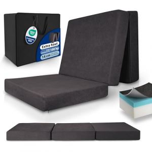 Beautissu Premium L Matelas Pliable 75x195 cm Anthracite – Extra Épaisse 14cm Degré Fermeté H3 & Housse Lavable