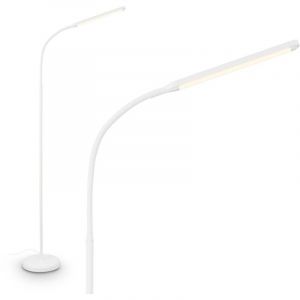 BRILONER - Lampadaire LED avec bande lumineuse, variateur tactile continu, fonction mémoire, câble USB-C 1,5 m, interrupteur séparé, lumière blanche chaude, Ø21x170 cm, Blanc