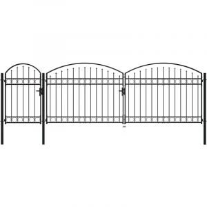 Image de VidaXL Portail de clôture de jardin avec dessus arqué Acier 2x5 m Noir