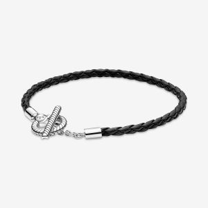 Pandora Bracelet fermoir T en Cuir Tressé Moments - Taille Taille 20.5