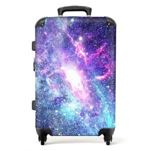 Valise de voyage NOBORINGSUITCASES.COM - Grand format - 90L - 4 roues - Ciel étoilé rose - Enfant