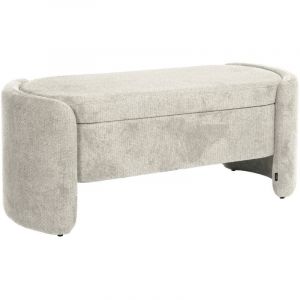Banc coffre. bout de lit contemporain tissu gris clair. L 110 x P 42 x H 45cm - Kalo
