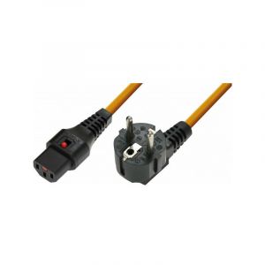 IEC-LOCK Cordon d alimentation CEE7/7 vers IEC C13 &agrave; verrouillage orange - 2,0 m