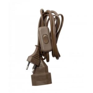 Chacon Prolongateur H03VVH2F 2x0,75mm&sup2; + interrupteur - 2m - Brun