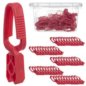 Lot de 50 pinces à linge en plastique robuste - Pinces à chaussettes colorées - Résistantes au vent - Pour l'intérieur et l'extérieur - Rouge - Kadax